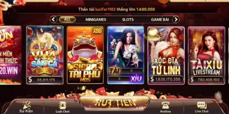 Các chuyên mục trò chơi hot hit có tại cổng game Game bài online